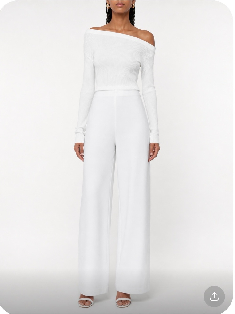 ZARA Women's Wide-Leg White Ponte Knit Pants Size L - Picture 2 of 6